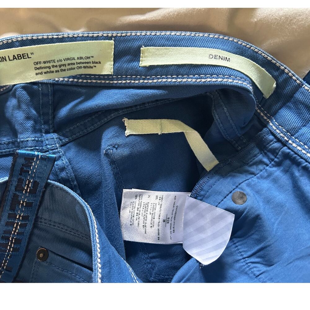Authentic Off-White Bold Blue Skinny Jeans - Designer Streetwear Size 26 EUC